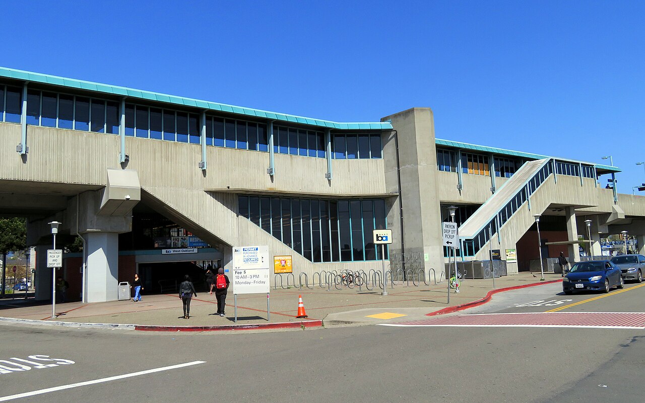 West Oakland BART station exterior beside Seventh Street