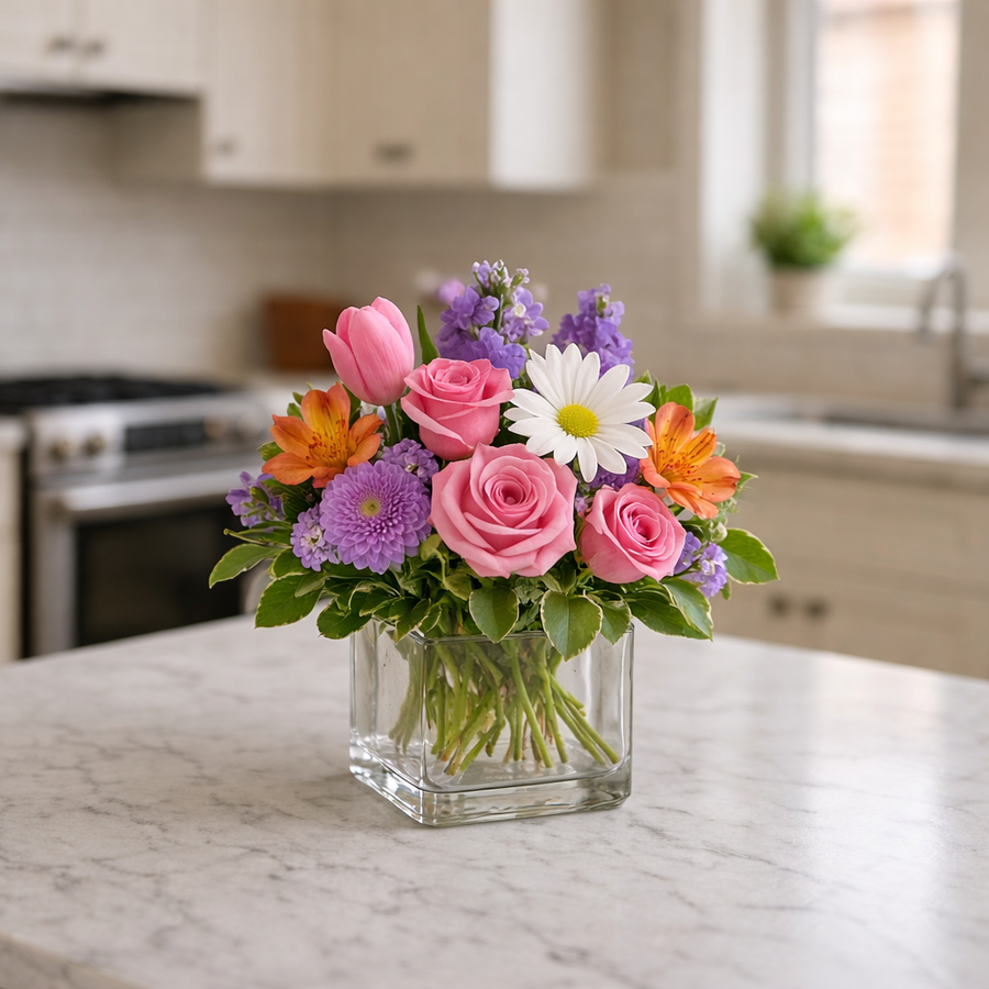 Cheerful Garden Blooms in Modern Vase — Standard