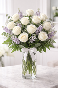 Elegant White Rose Bouquet on Table — Exquisite selection — BF-0134