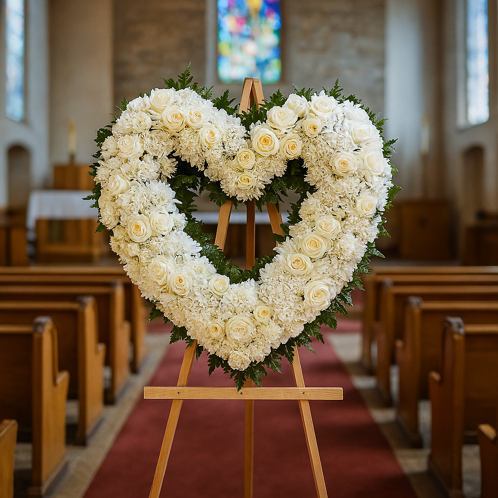 Pure Heart Standing Wreath (Shades of White) — Exquisite selection — BF-0166