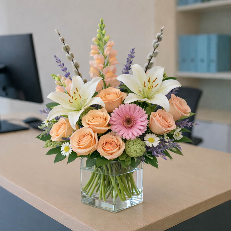 Pastel Whispers — Modern Designer Arrangement (Compact) — Premium