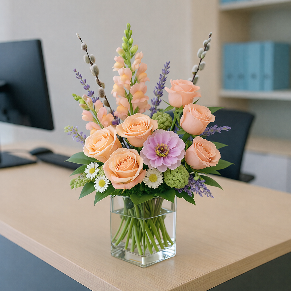 Pastel Whispers — Modern Designer Arrangement (Compact) — Deluxe selection — BF-0162