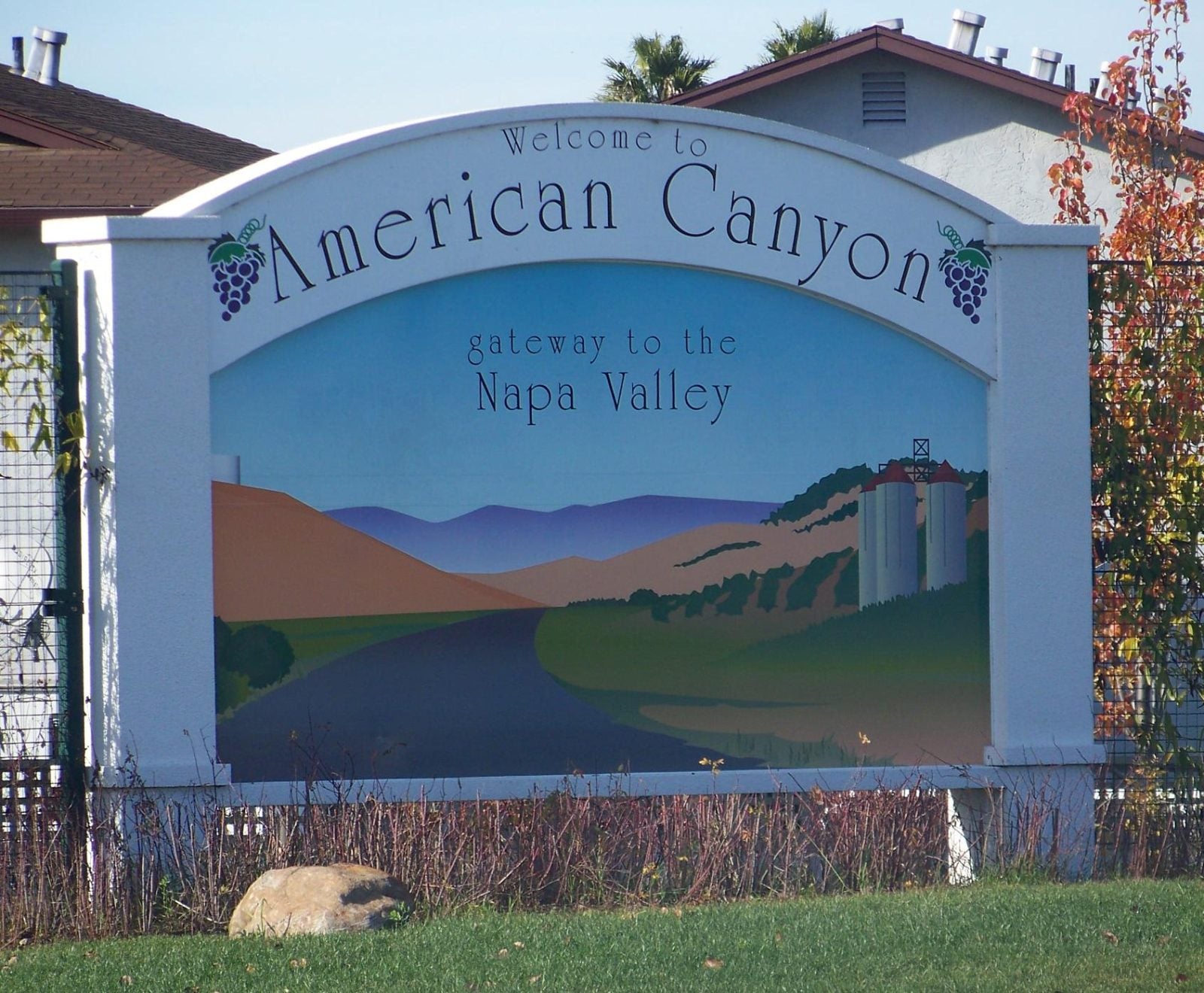 The American Canyon gateway sign that welcomes visitors to the Napa Valley