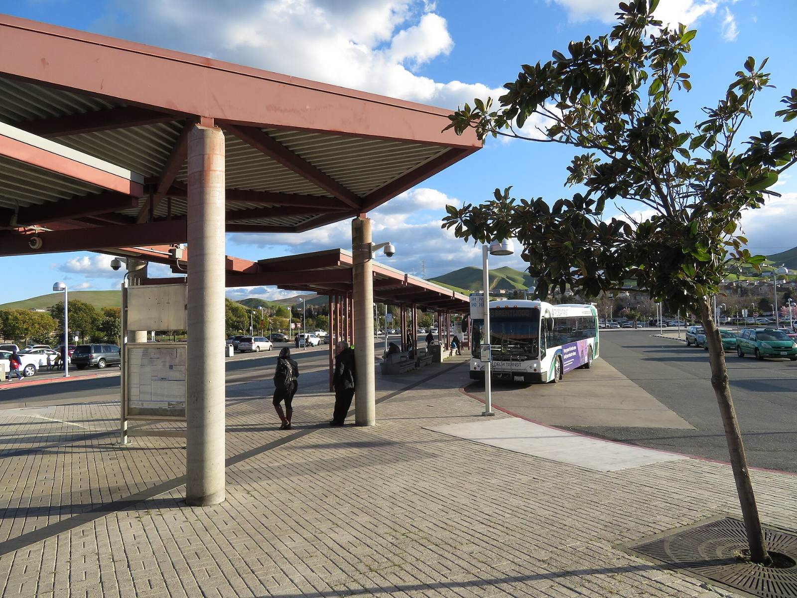 A bus at the bus bays of the Pittsburg/Bay Point BART station