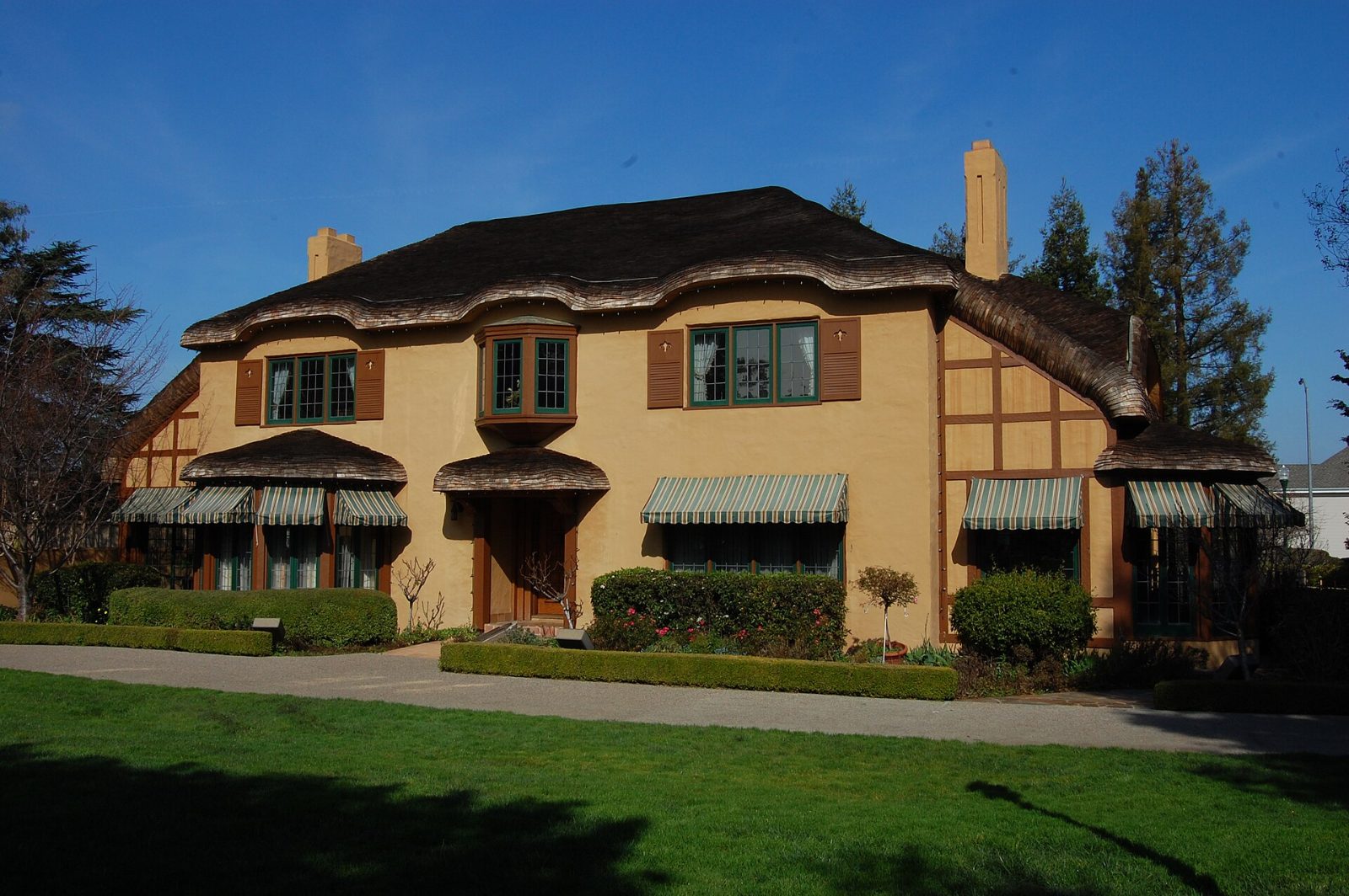 The English Tudor Revival Ainsley House museum in downtown Campbell