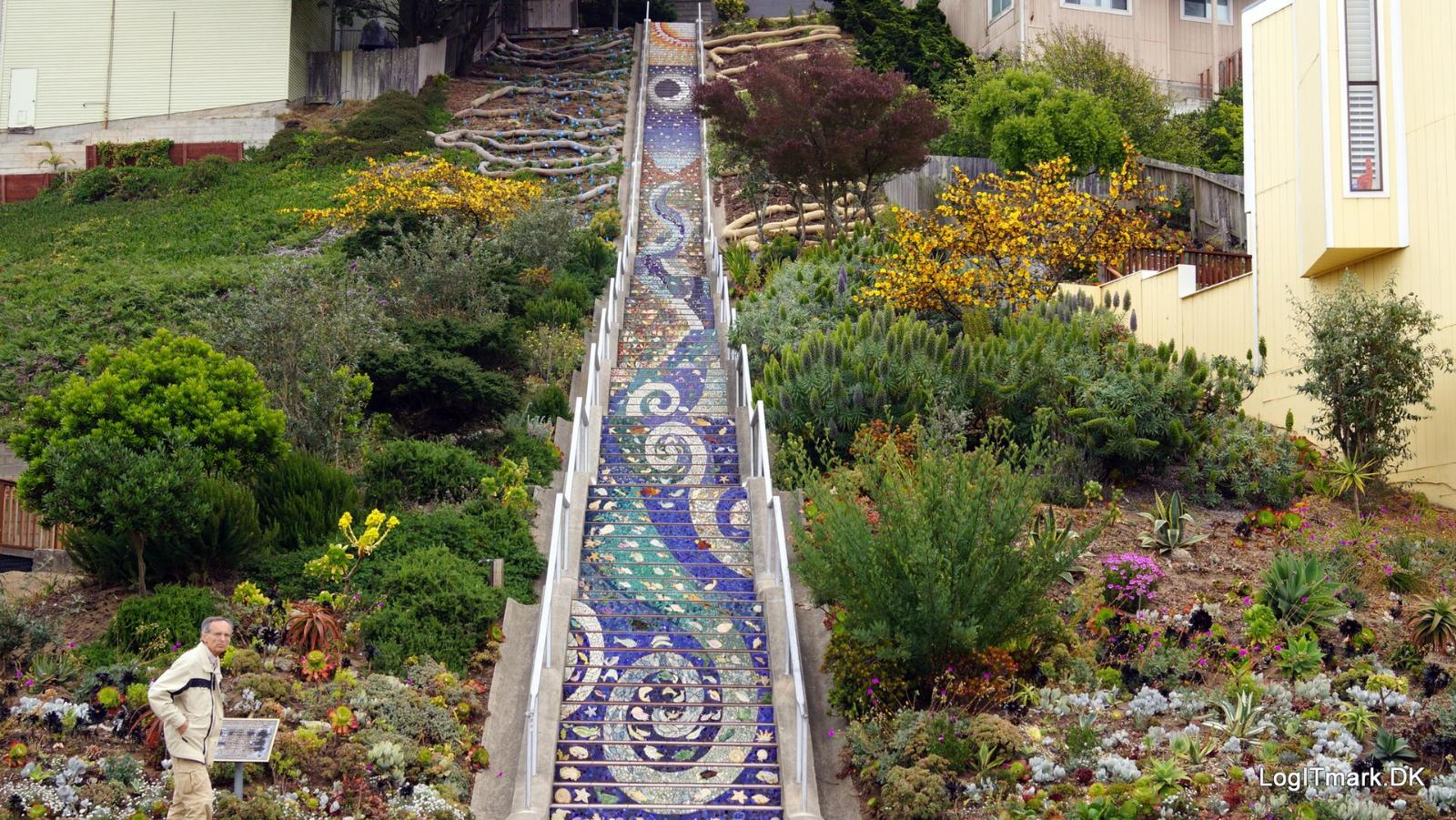 The mosaic tiled steps on Moraga Street in San Francisco