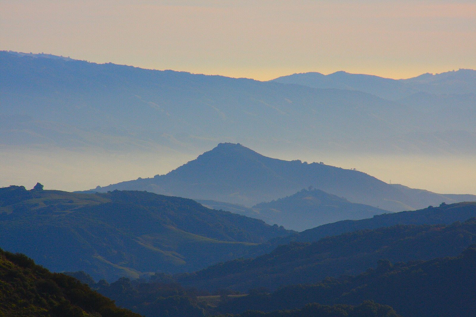 El Toro peak above the Santa Clara Valley in soft evening light
