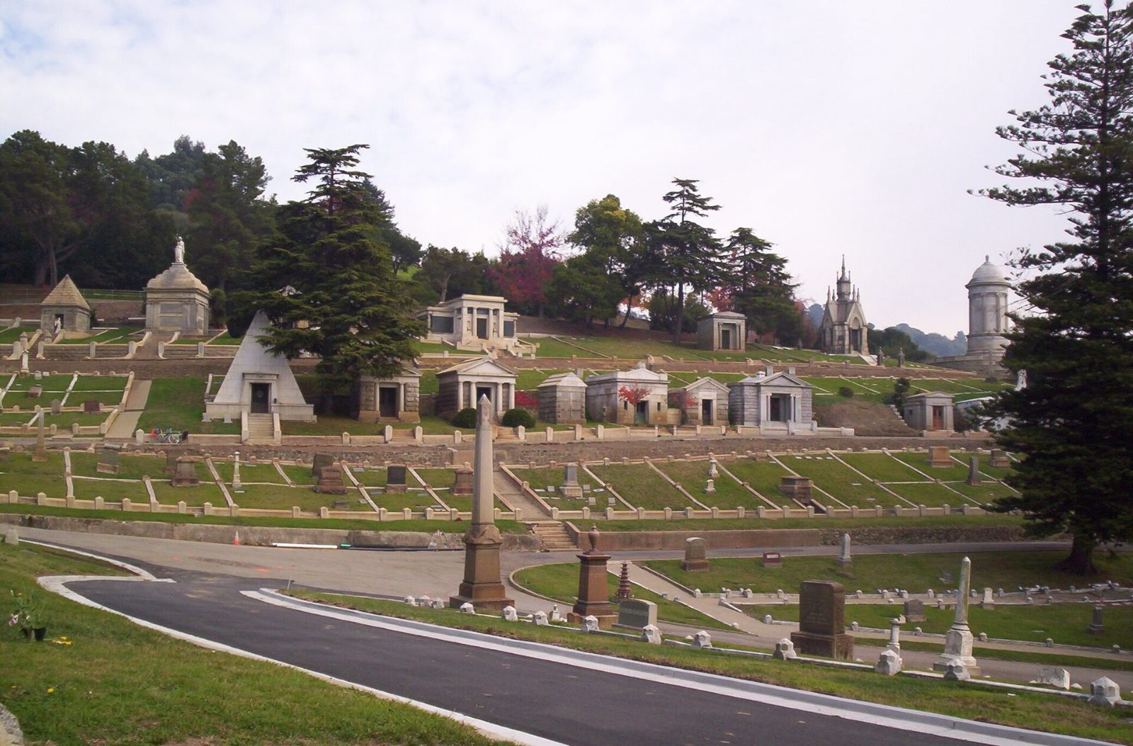 Grand crypts along Millionaires’ Row at Mountain View Cemetery
