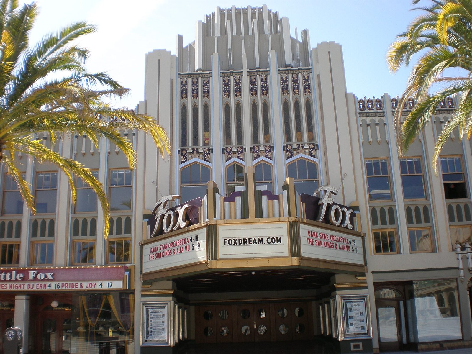 The front of the historic Fox Theatre in downtown Redwood City