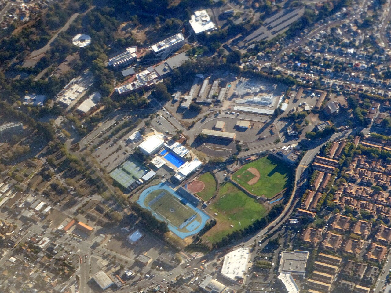 Aerial view of Contra Costa College and surrounding San Pablo neighborhoods