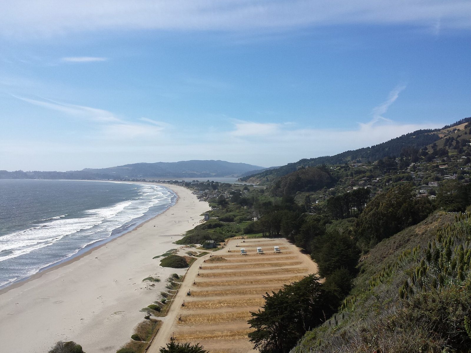 Stinson Beach and the coastline seen from the hills above