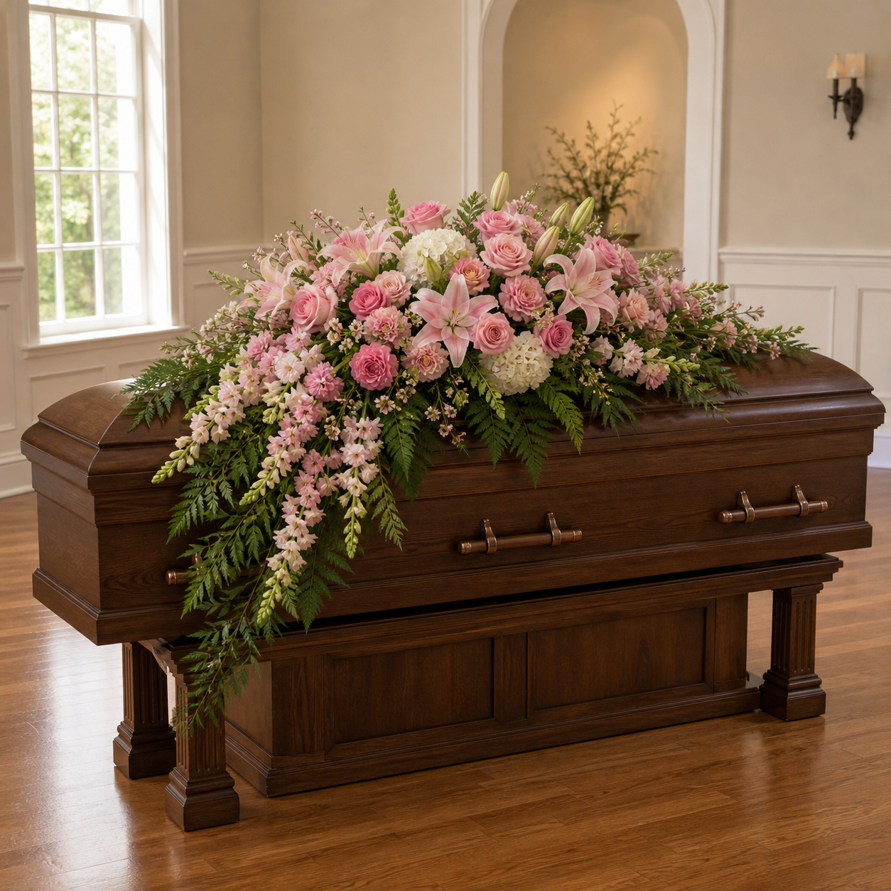 Blush Cascade Casket Tribute — Standard selection — BF-0075