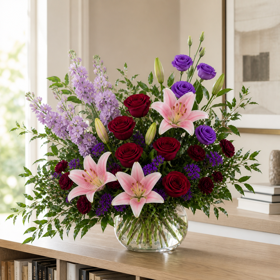 Crimson Lavender Lily Affair — Exquisite