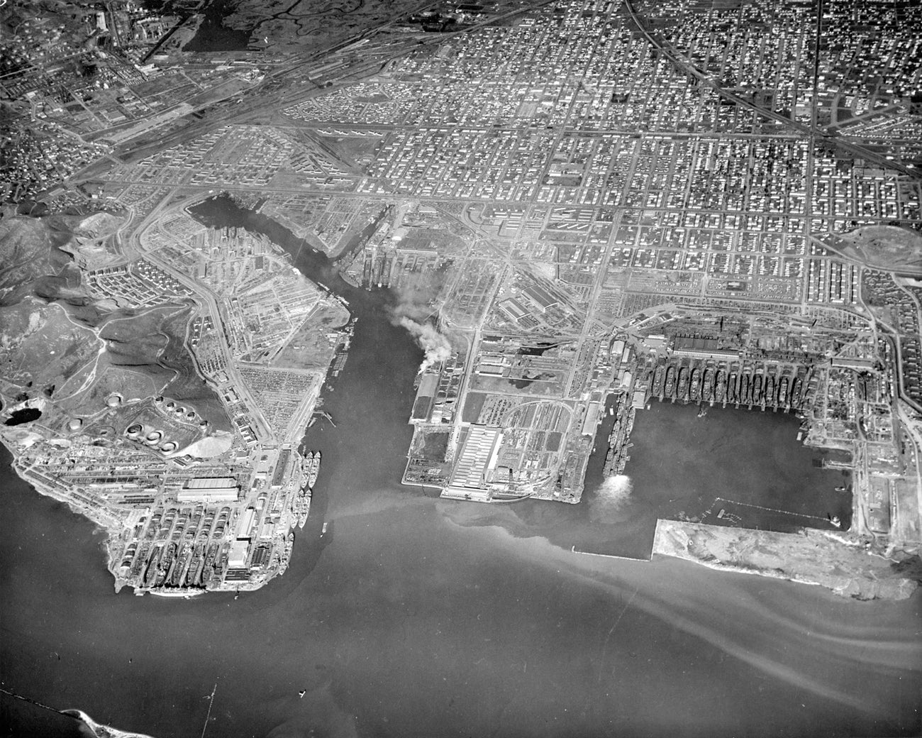 Aerial photograph of the Richmond shipyards during World War II